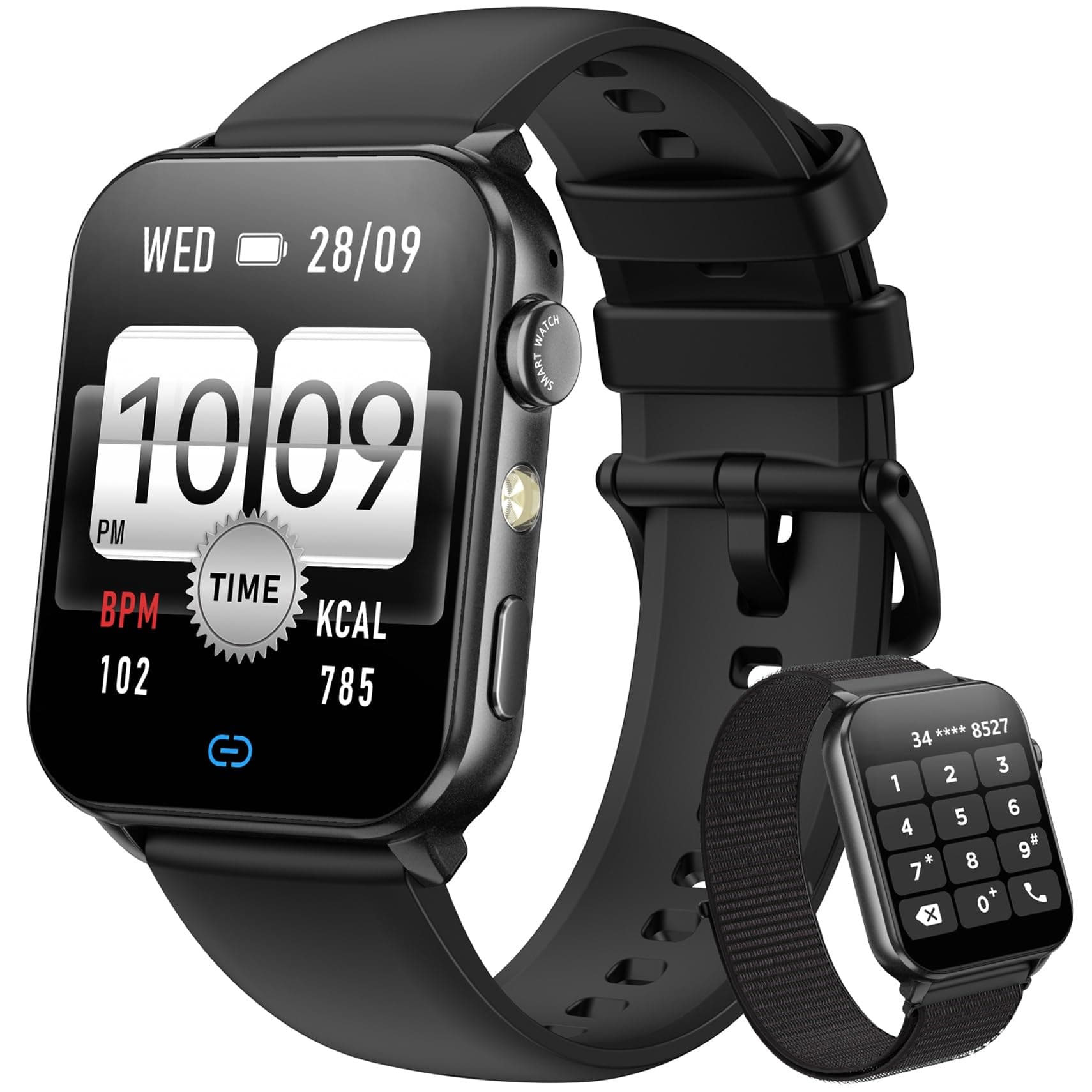Blackview Reloj Inteligente Hombre Mujer - Llamadas Bluetooth y Notificación Mensajes, 1,91" Smartwatch con Linterna LED, SpO2, Pulsómetro, Sueño, Podómetro, Pulsera Actividad con 100 Modos Deportivos