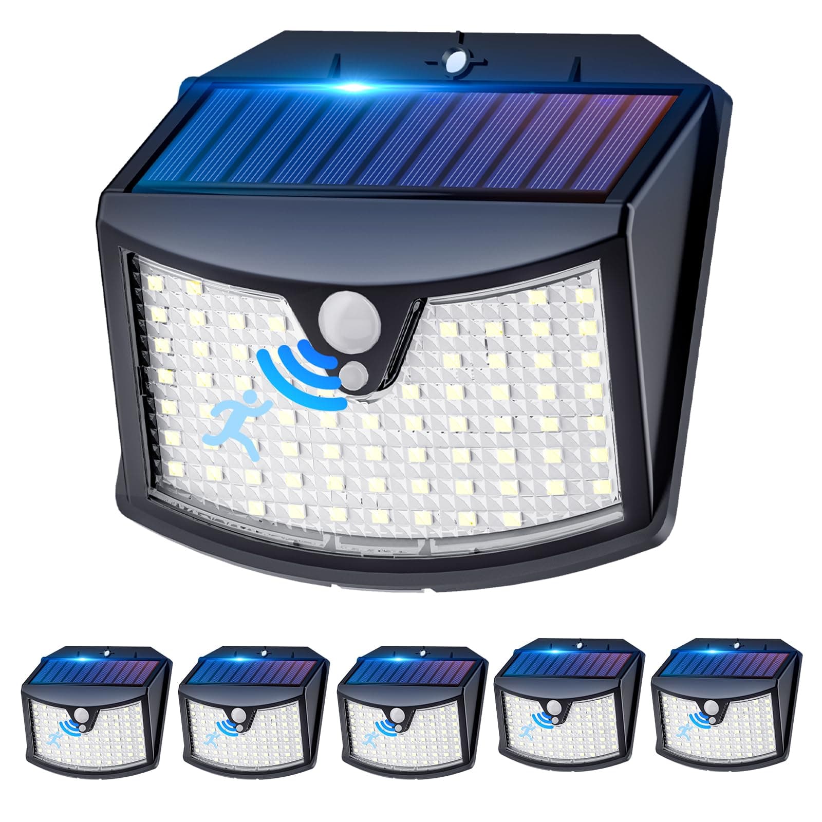 Giliwosy Luz Solar Exterior, 6 Paquete/3 Modos IP65 Impermeable Focos LED Exterior Solares con Sensor de Movimiento, Luces Solares LED Jardin para Garajes Caminos Puertas (Blanco Frío)