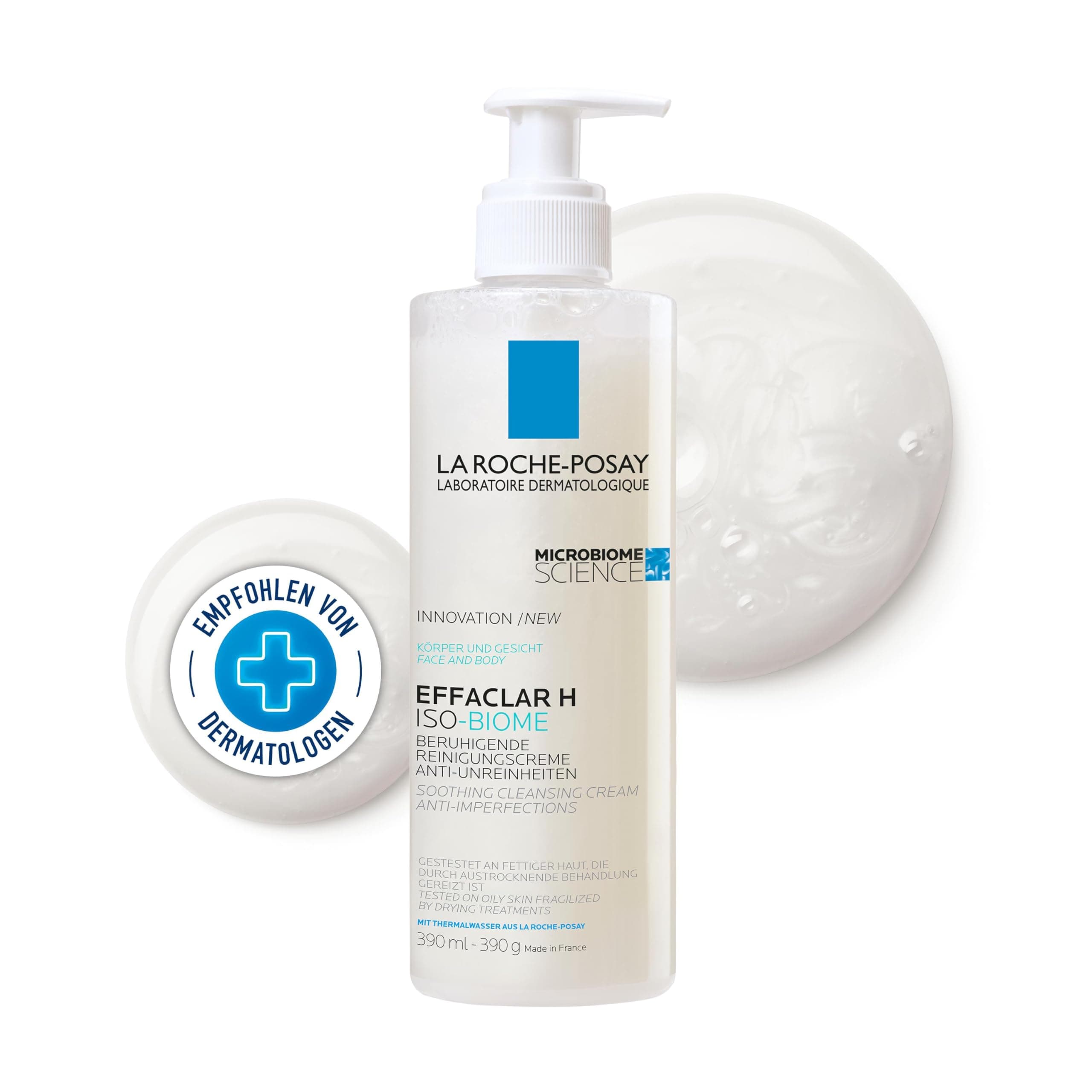 La Roche-Posay Effaclar H Iso-Biome beruhigende Reinigungscreme bei austrocknender Akne-Behandlung, 390 ml Creme
