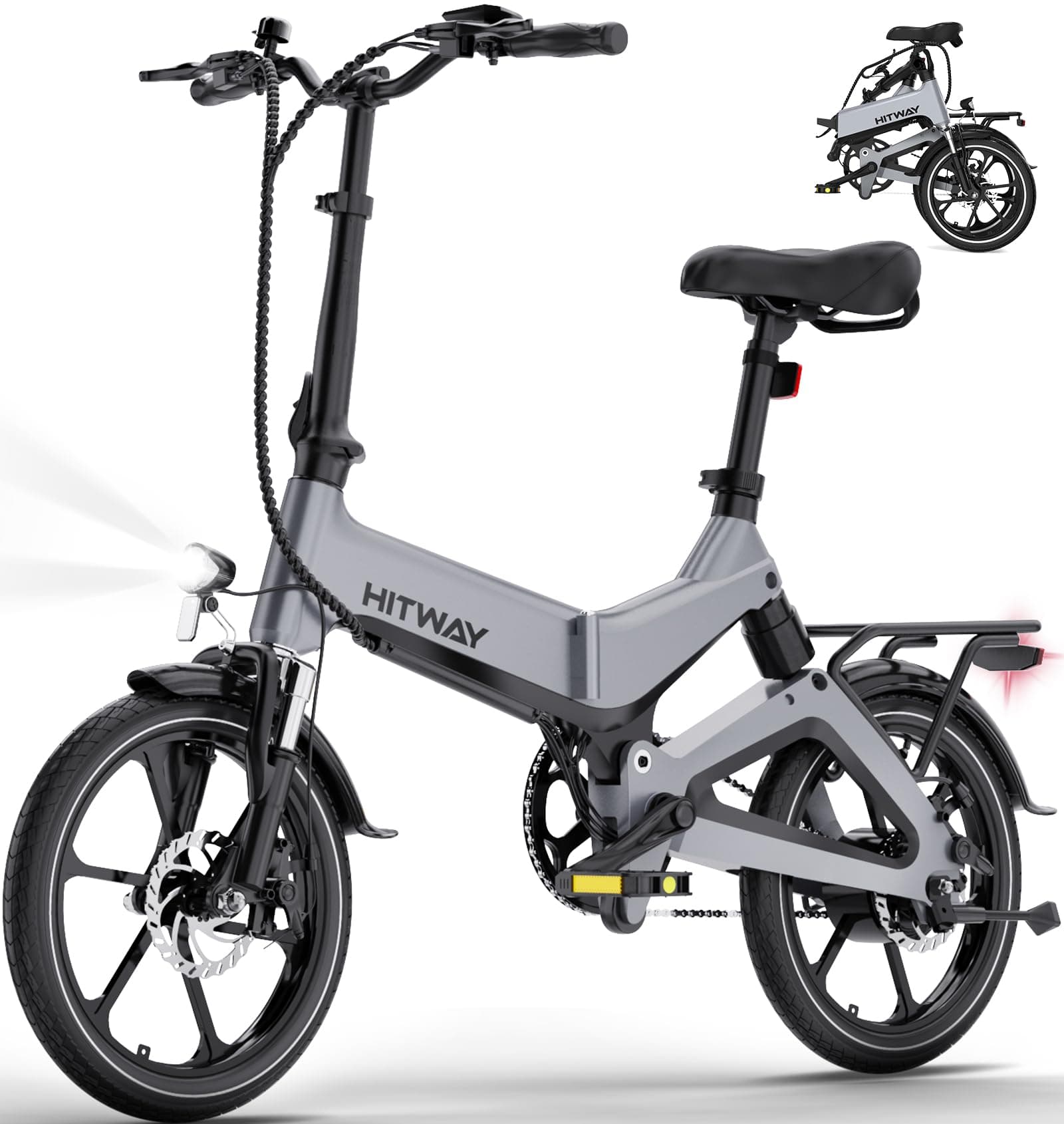 HITWAY Bicicletta Elettrica, Bici Elettrica 16 Pollici, Pieghevole E BIKE Batteria 36V/7,8Ah, Motore 250W, Massima 25km/h, Autonomia 35-70km, Urbana Pedelec Ebike per Unisex Adulti