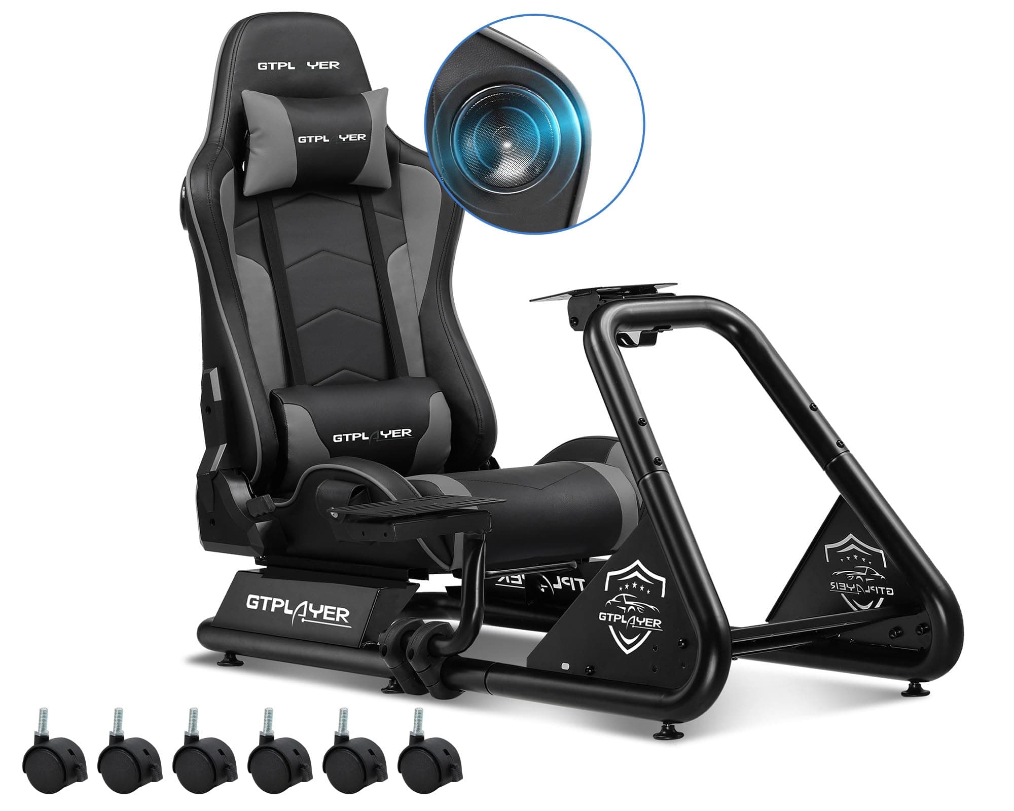 GTPLAYER Simulator Cockpit, sim Racing Cockpit, Soporte para Volante con Altavoces, Compatible con Varios Modelos de Volante y Pedales