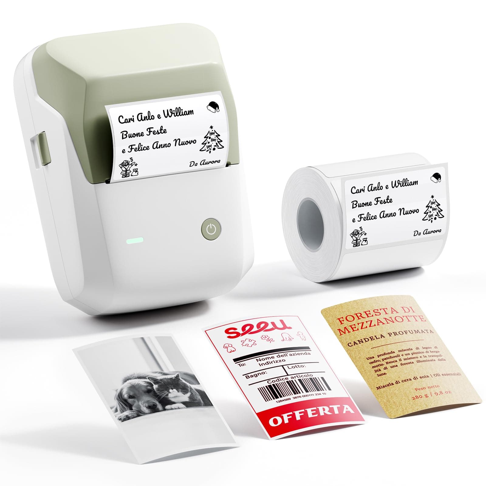 NIIMBOT B1 Pro Etiquetadora Bluetooth con Etiquetas, Impresora de Etiquetas HD 300DPI, impresión Bicolor Rojo y Negro, Compatible con iOS Android y PC, para Fotos, hogar, Oficina y Negocios (Verde)