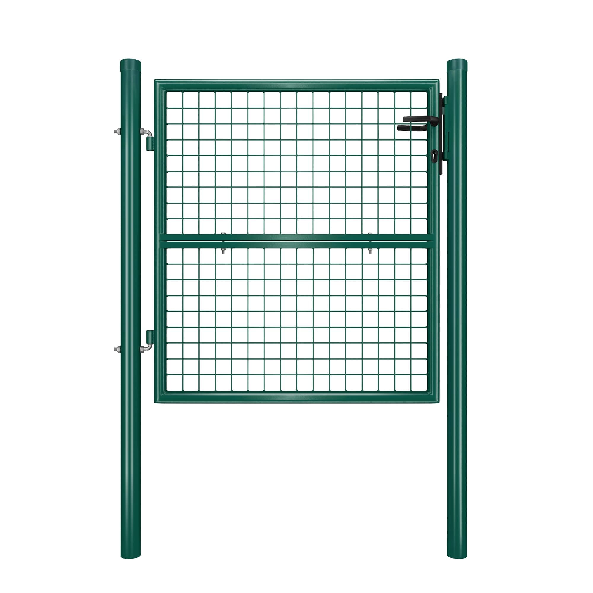 SONGMICS Portillon de Jardin Grillagé, en Acier Galvanisé, Clôture avec Serrure,Porte 106 x 100 cm (L x H), Tube Rond, Vert GGD150G01