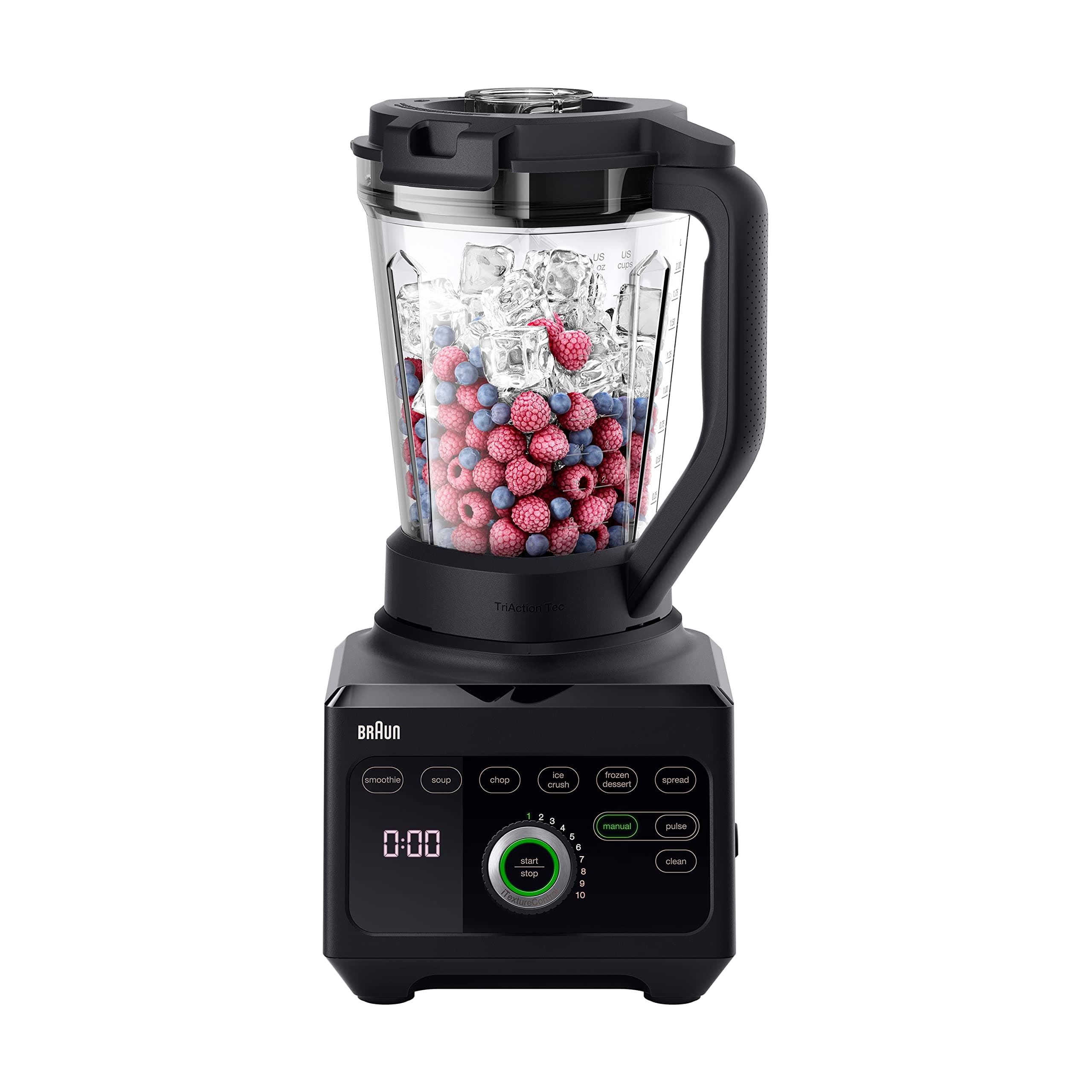 Braun Frullatore PowerBlend 9 JB9040BK, Frullatore Elettrico con Esclusiva Caraffa Triangolare, 10 Impostazioni di Velocità Manuali Più Pulse, Motore da 1600 W, Facile da Pulire, Nero