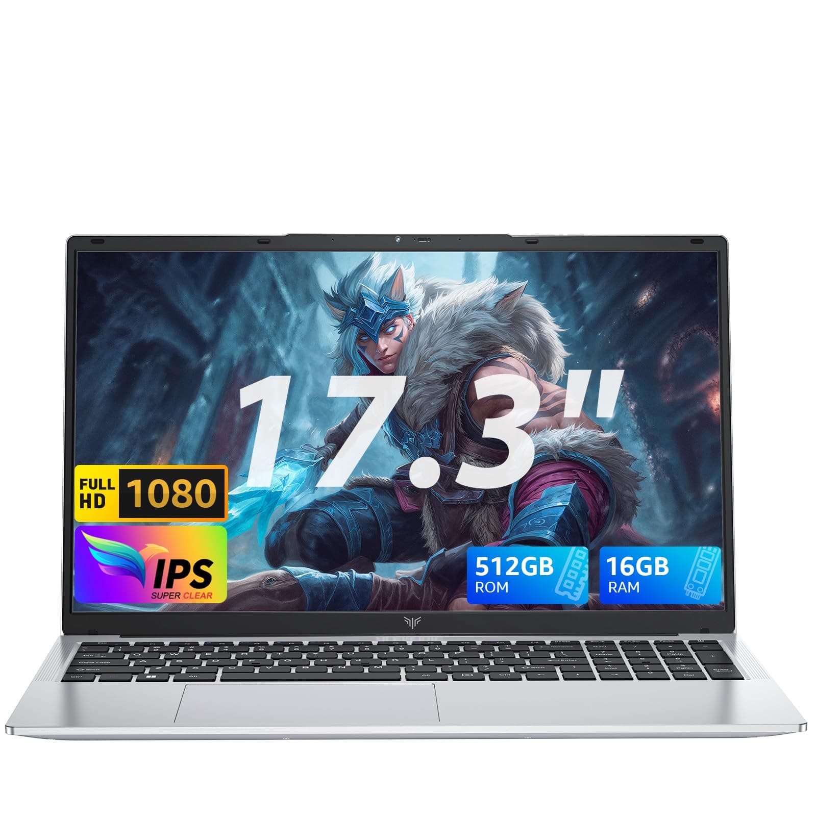 ACEMAGIC Ordinateur Portable 17,3 Pouces PC Portable 16 Go Ram DDR4 512 Go SSD Extension 2TB 4 cœurs 4300U,(Jusqu'à 3.7Ghz) Capacité de 5500Mah,3*USB3.2,BT5.0,HDMI,Laptop Argenté
