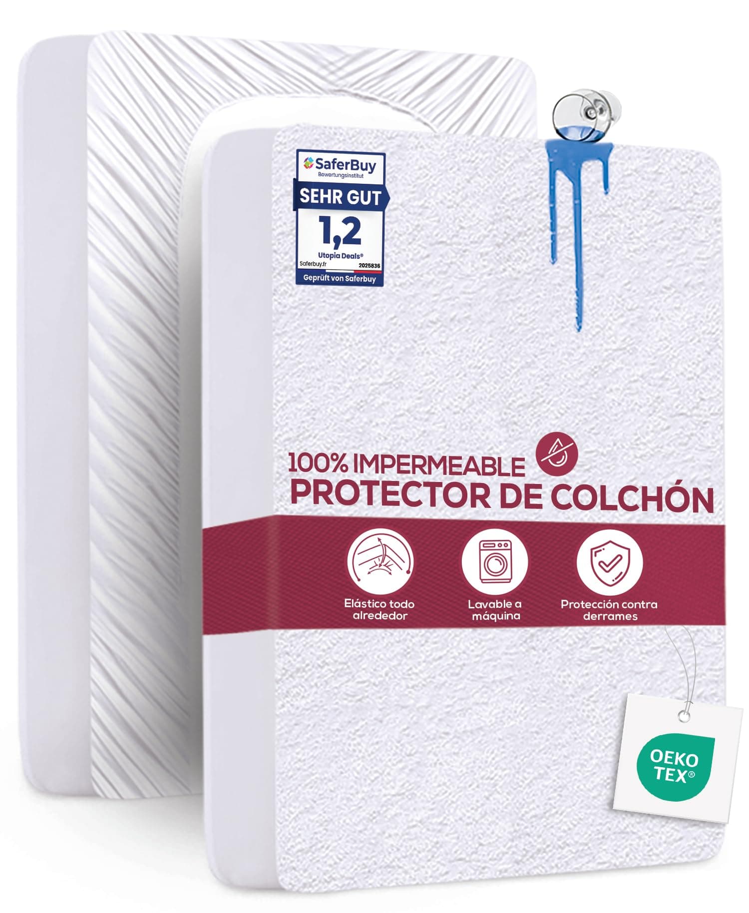 Utopia Bedding Protector Colchón 140 x 200 x 30 cm Impermeable, Certificación Oeko-Tex Funda Colchón, Cubre Colchón Transpirable, Elástico En Todo El Contorno