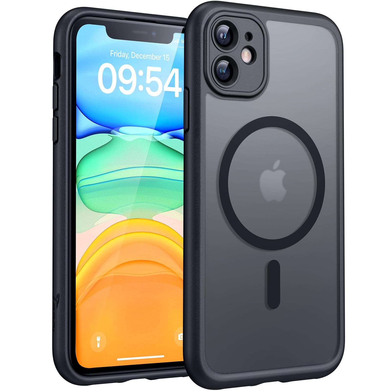 TOCOL Cover Magnetica per iPhone 11 6,1 Pollic, Compatibile con MagSafe, Protezione Fotocamera Integrata, Custodia Antiurto Traslucida Opaca, Nero