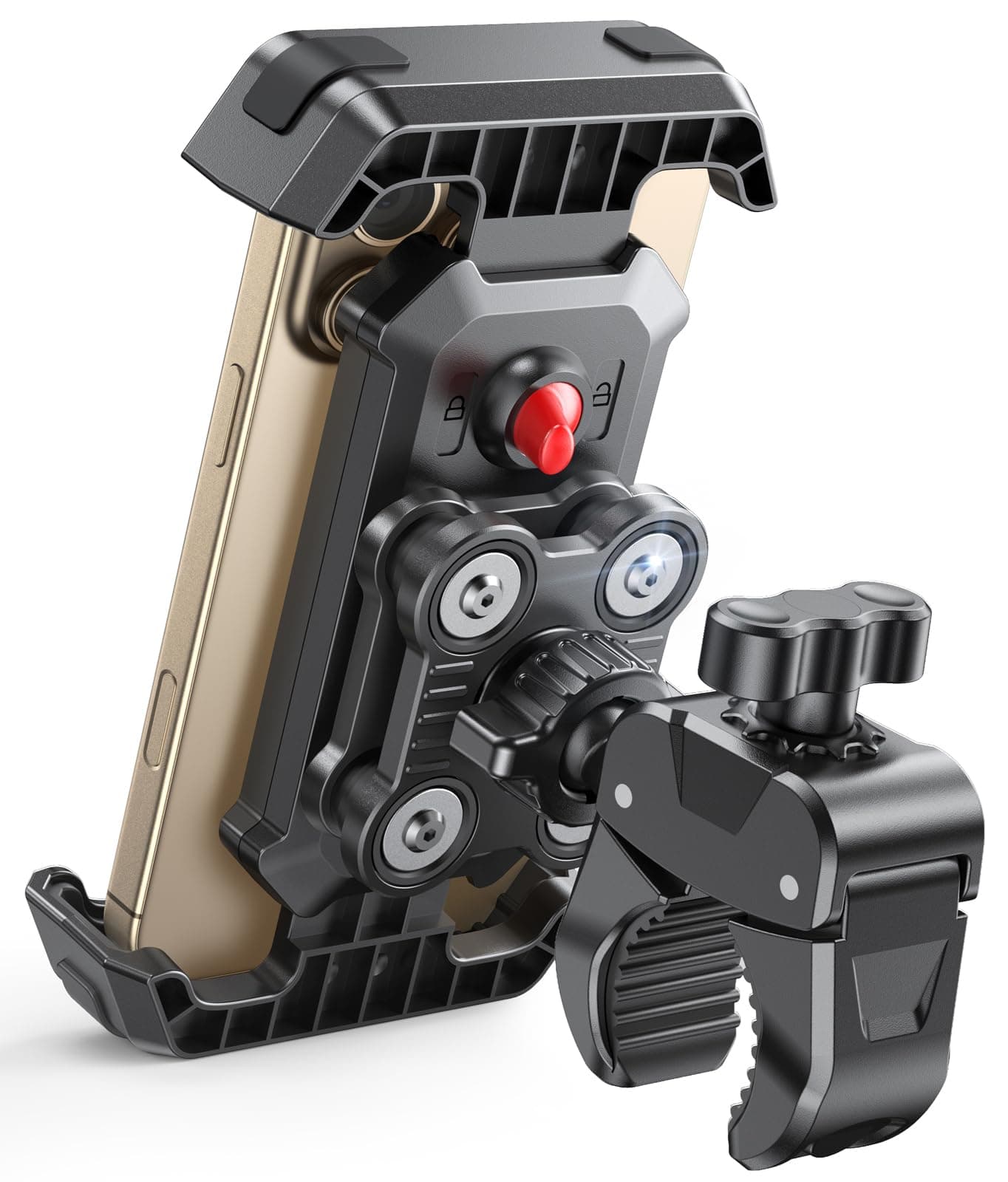 CIRYCASE Support Telephone Moto Anti-Vibration, Support Telephone Velo Ultra Stable, 360° Rotation & Verrouillage Rapide, Racks d'Installation Porte Smartphone Moto/VTT pour 4,7-6,8 Pouces Téléphones