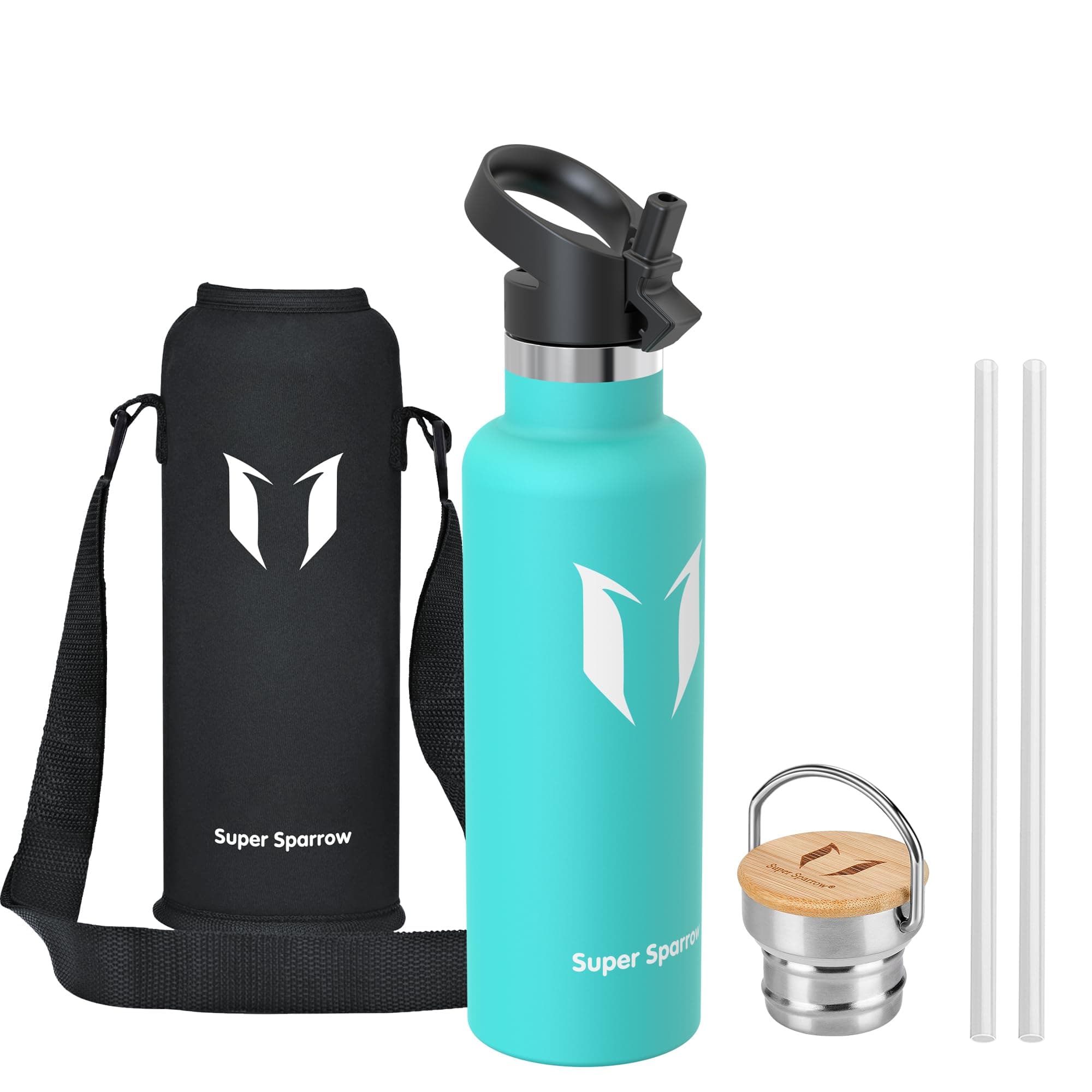 Super Sparrow Botella Agua Acero Inoxidable - Botella Agua Niños - 350ml/500ml/620ml/750ml/1L - Botella Termica Boca Estándar - Sin BPA, para Niños & Adultos, Deporte, Oficina, Yoga, Ciclismo