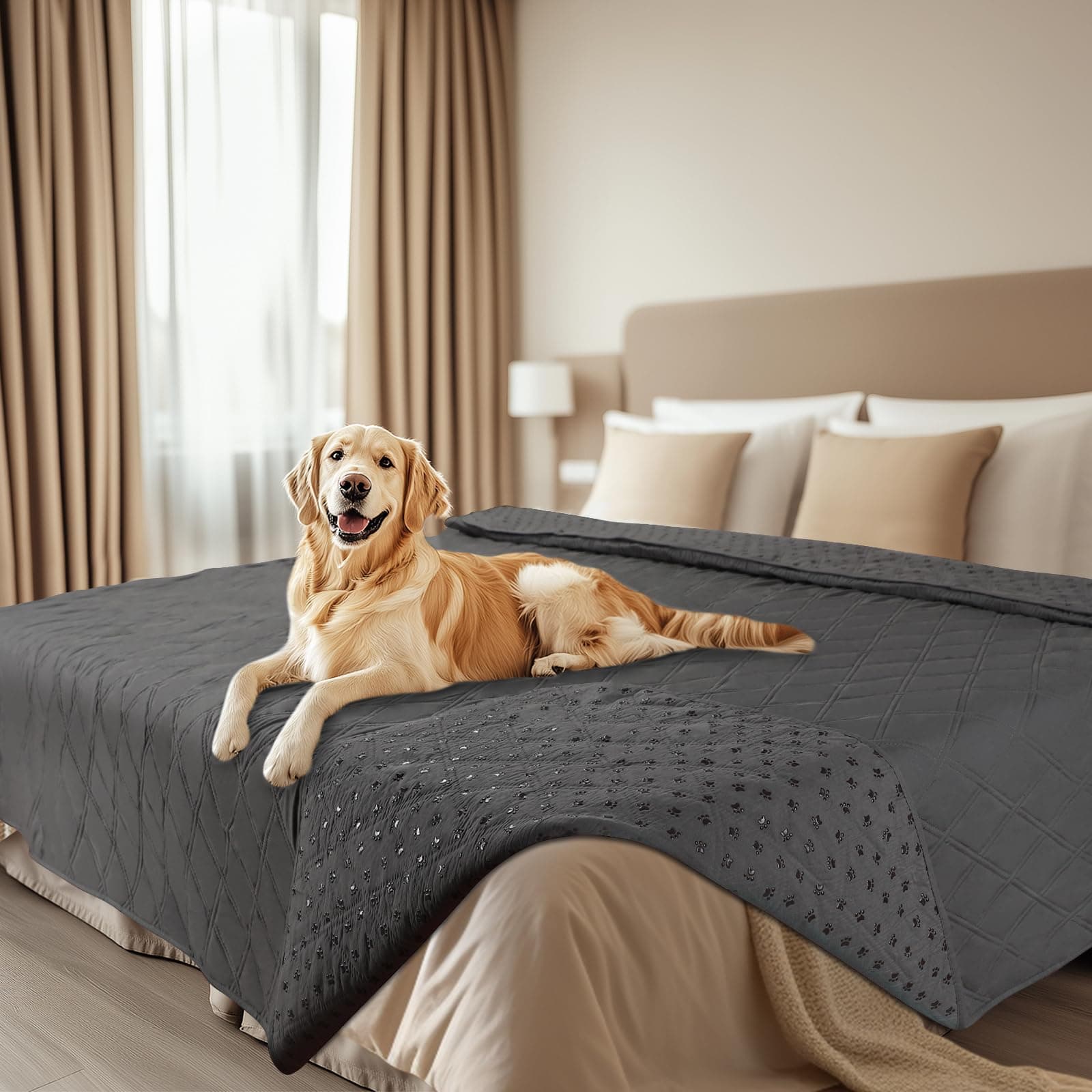 luciphia Copridivano per Cani Impermeabile, Coperta per Cani 100% Impermeabile con Punti Antiscivolo Tappetino Protezione per Mobili Bambini Cane Gatti Lavaggio in Lavatrice Grigio 208_x_304cm