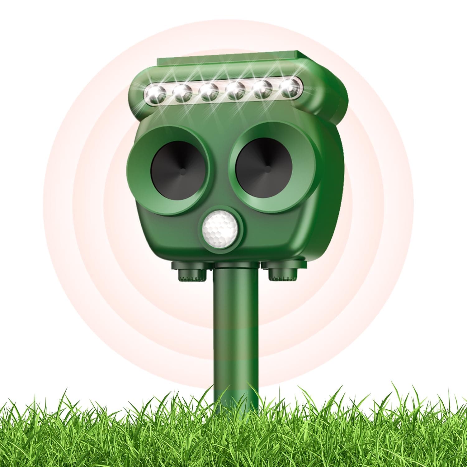 WUGEIN Repellente Gatti Ultrasuoni Solare,Impermeabile a Frequenza Professionale Repellente Gatti,Dissuasore Animali con Luce Flash a LED,Dotato di sensore infrarosso