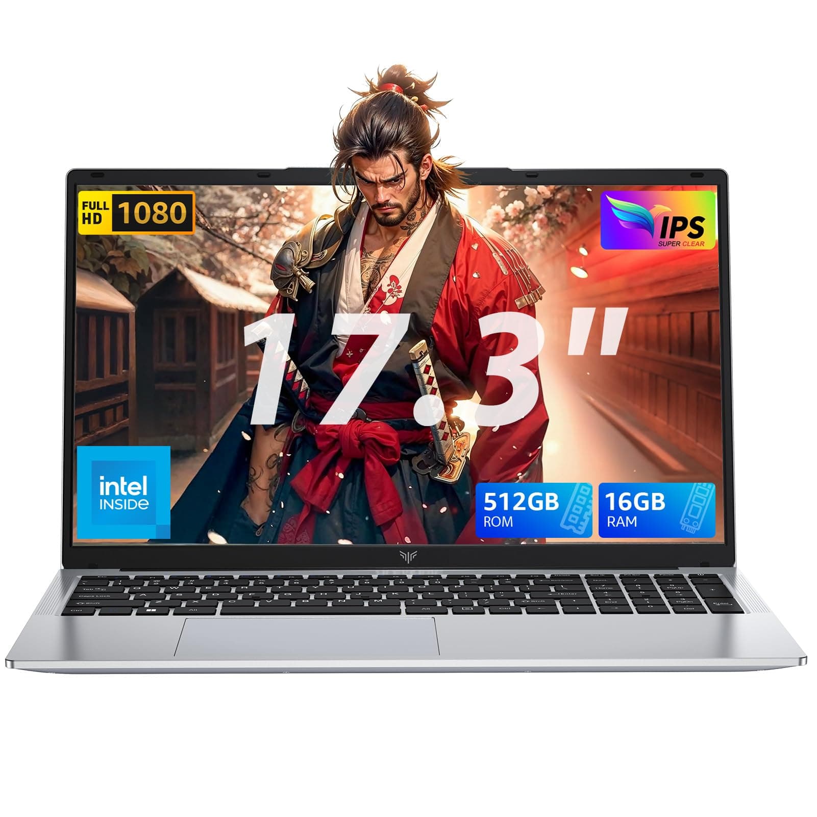 Tivique Ordinateur Portable 17,3" Full HD | Processeur Quad-Core N95 12ème gén jusqu'à 3,4GHz | 16Go RAM DDR4 512Go SSD M.2 | WiFi 5 BT 5.2 | USB 3.2 HDMI Type-C | Longue autonomie 6000mAh