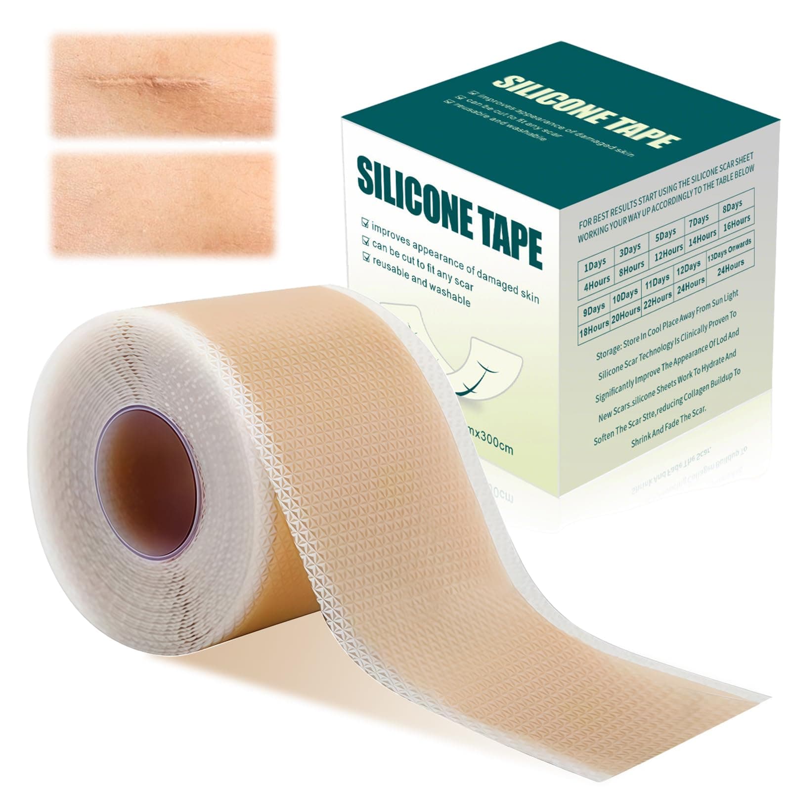 Silicone Tape, Bande de Silicone Médical Réutilisable - Dispositif Médical Classe I (MDR 2017/745) - Ruban Adhésif en pour le Soin de la Peau - 4 cm x 300 cm