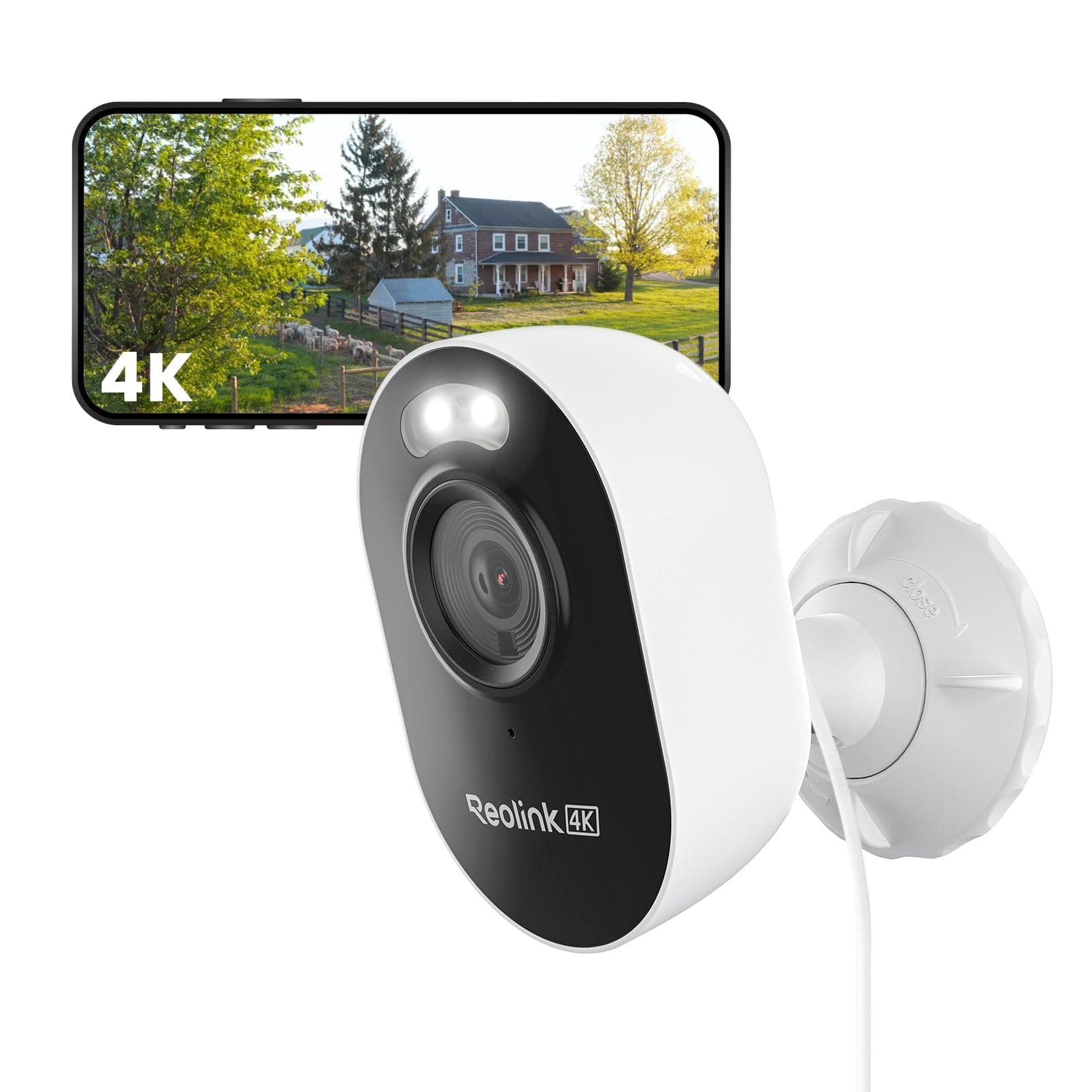 Reolink 4K 8MP Cámara de Vigilancia Exterior, Wi-Fi 6 de Doble Banda 2,4/5 GHz, Detección de Persona/Vehículo/Animal, Foco de Visión Nocturna en Color, Grabación Local 24/7, Audio de 2 Vías, Lumus Pro