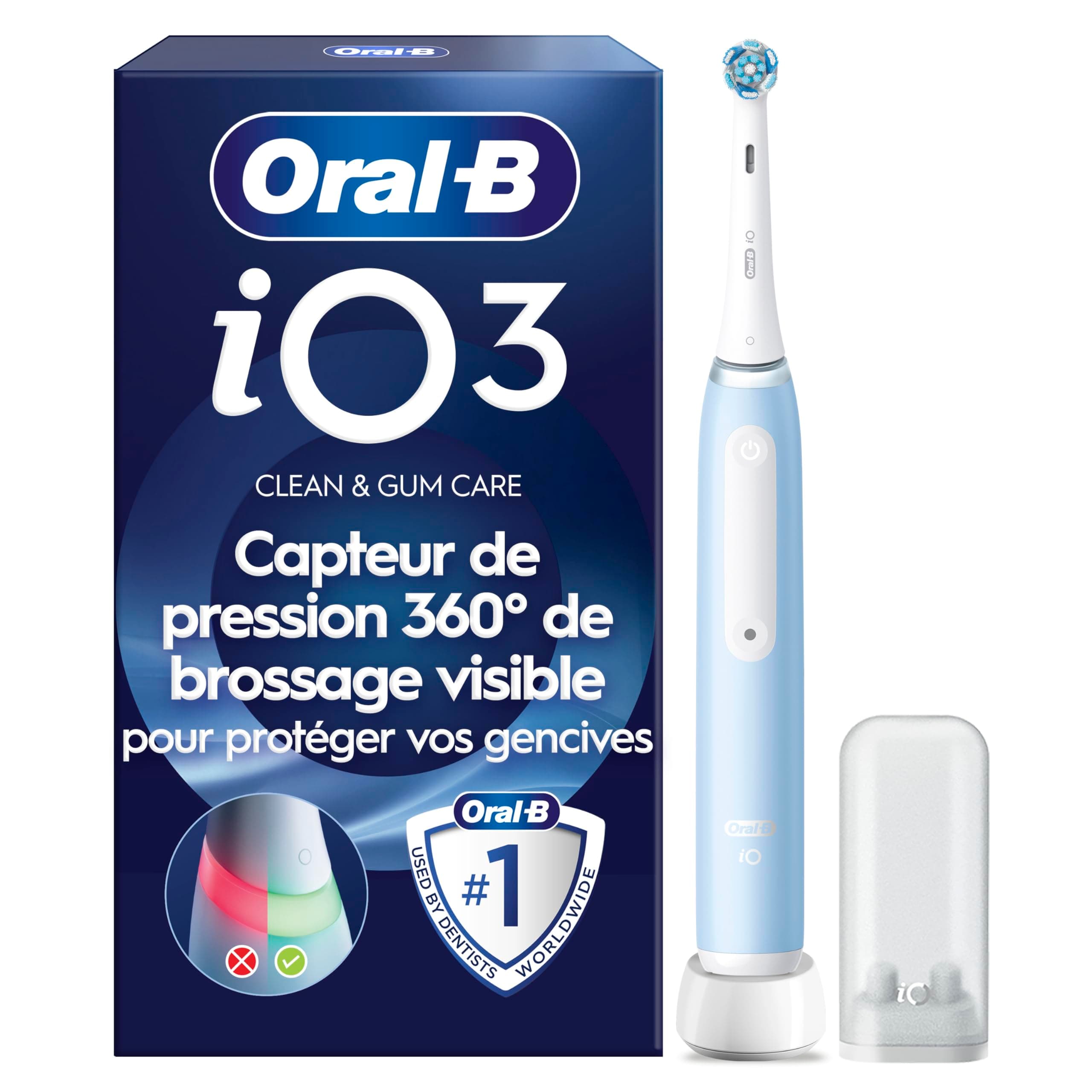 Oral-B iO 3 Brosse à Dents Électrique, Bleue, 1 Porte-Brossettes