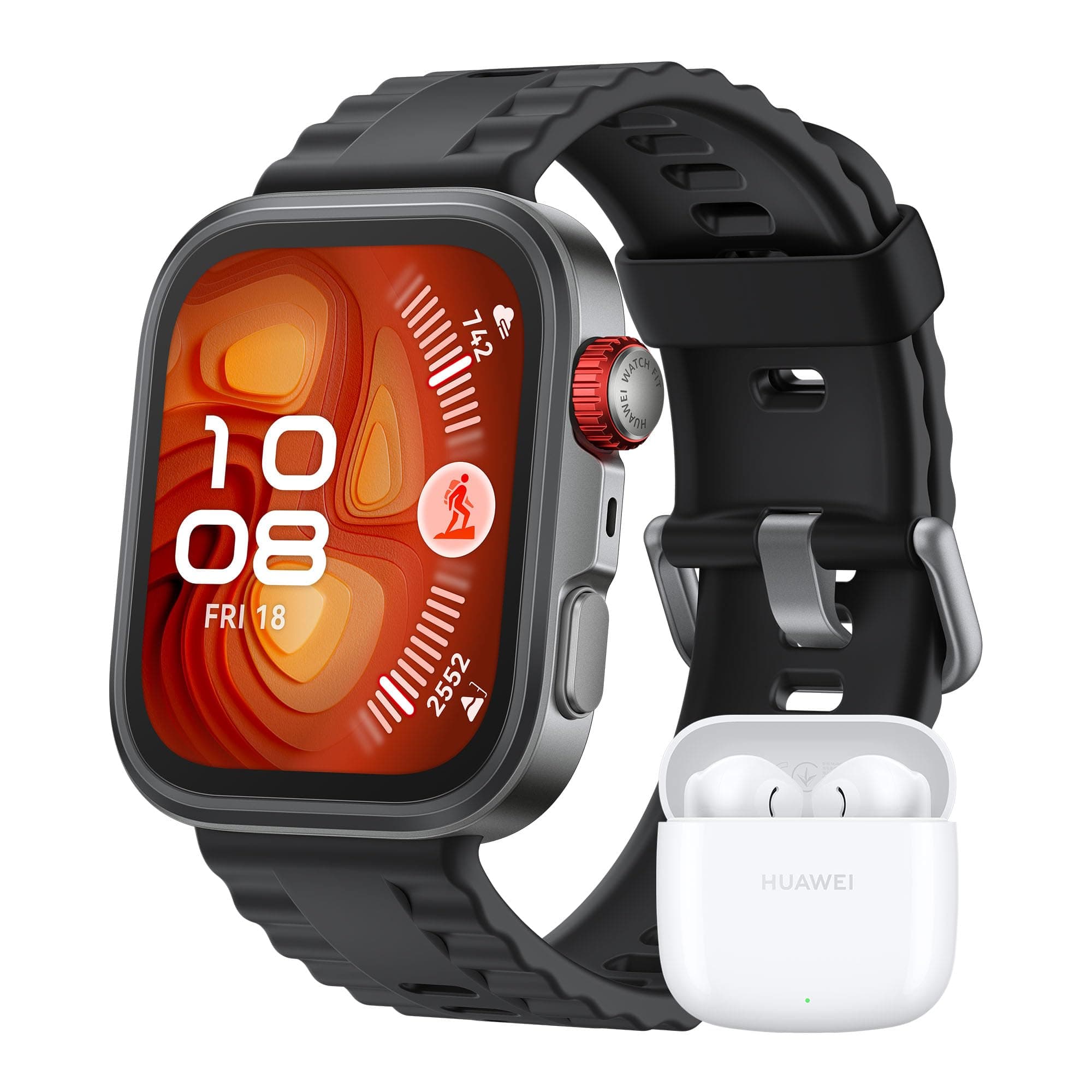 HUAWEI Watch FIT 4 Pro Montre connectée, + Freebuds SE 2 Blanc, 1.82" Écran en Saphir, Bordure en Alliage de Titane, 9,3 mm épaisseur, Jusqu'à 10 Jours d'autonomie, Suivi de la santé, Noir