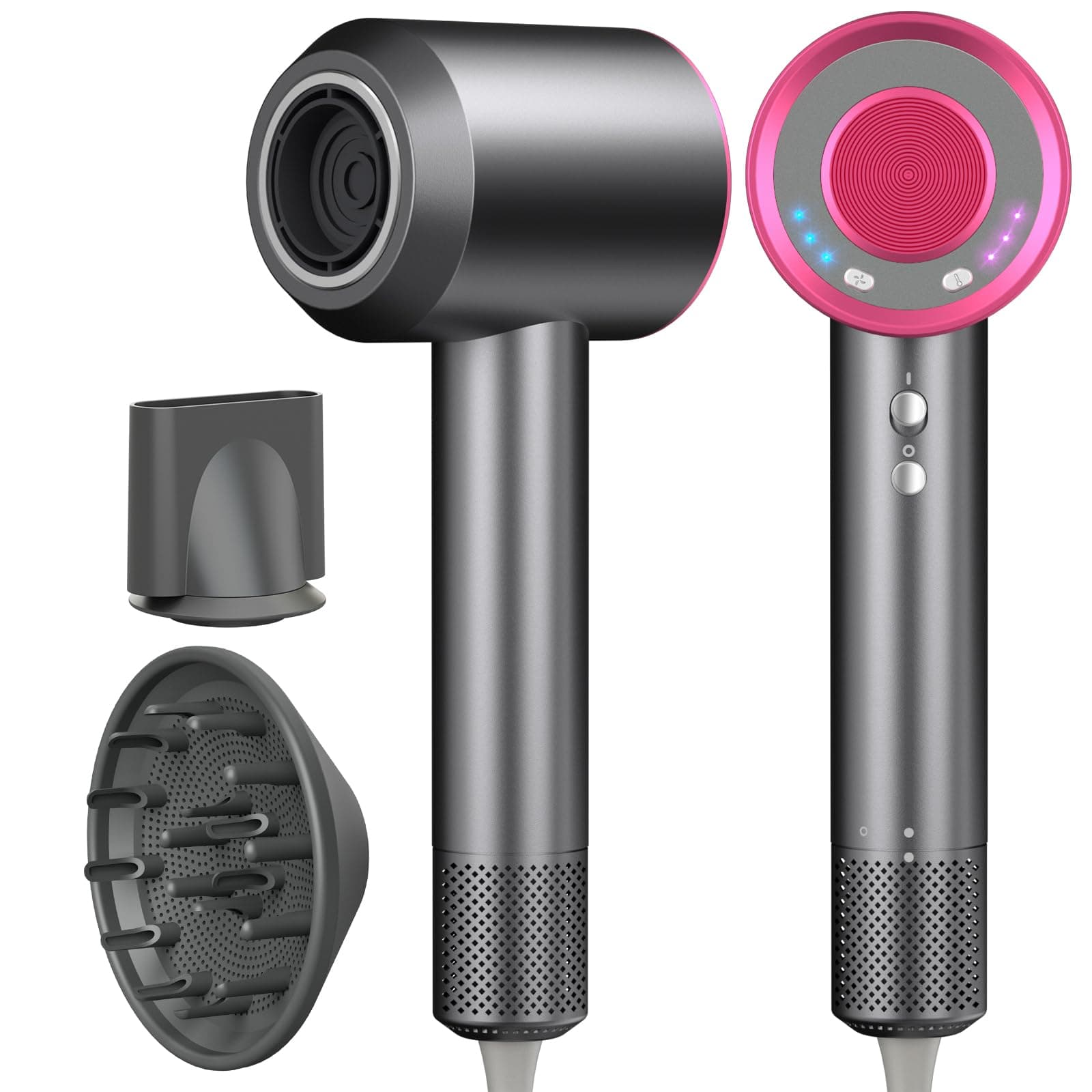 AIUNAOM Phon Capelli Professionale 160.000 giri/min- 500 Milioni Di Ioni Negativi, Accessori Magnetici, 3 Impostazioni Di Velocità e 4 Regolazioni Di Temperatura,Per Animali, Salone e Casa