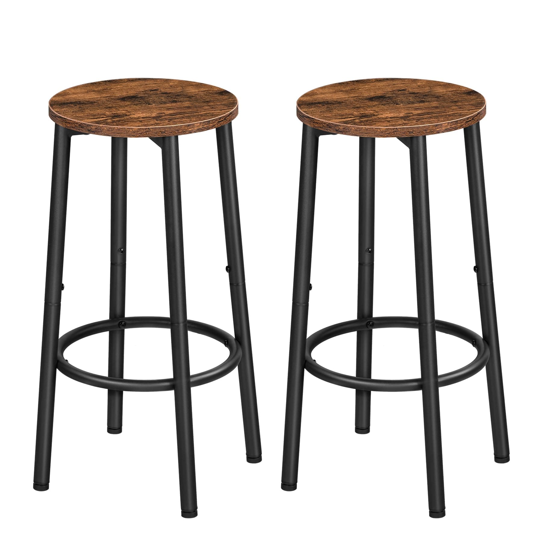 HOOBRO Taburetes de Bar, Taburete de Encimera de Cocina con Reposapiés, Taburete de Bar de Estilo Industrial, Adecuado para Cocina, Restaurante, Bar y Sala de Fiestas, Marrón Vintage EBF03BY01