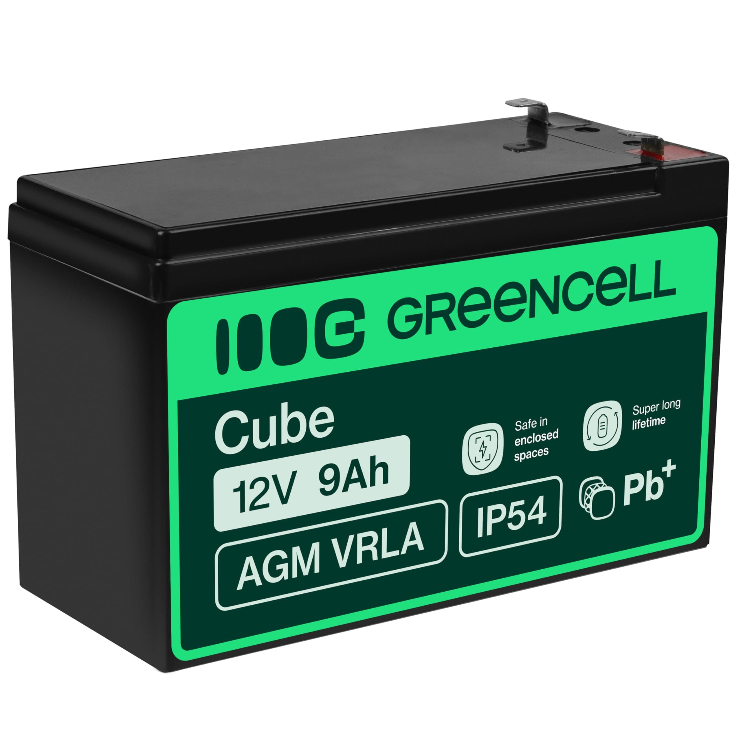 Green Cell Batterie AGM VRLA 12V 9Ah - Batterie Plomb-Acide de Remplacement pour systèmes UPS, Alimentation de Secours et Applications à Cycles fréquents (Batterie Gel)