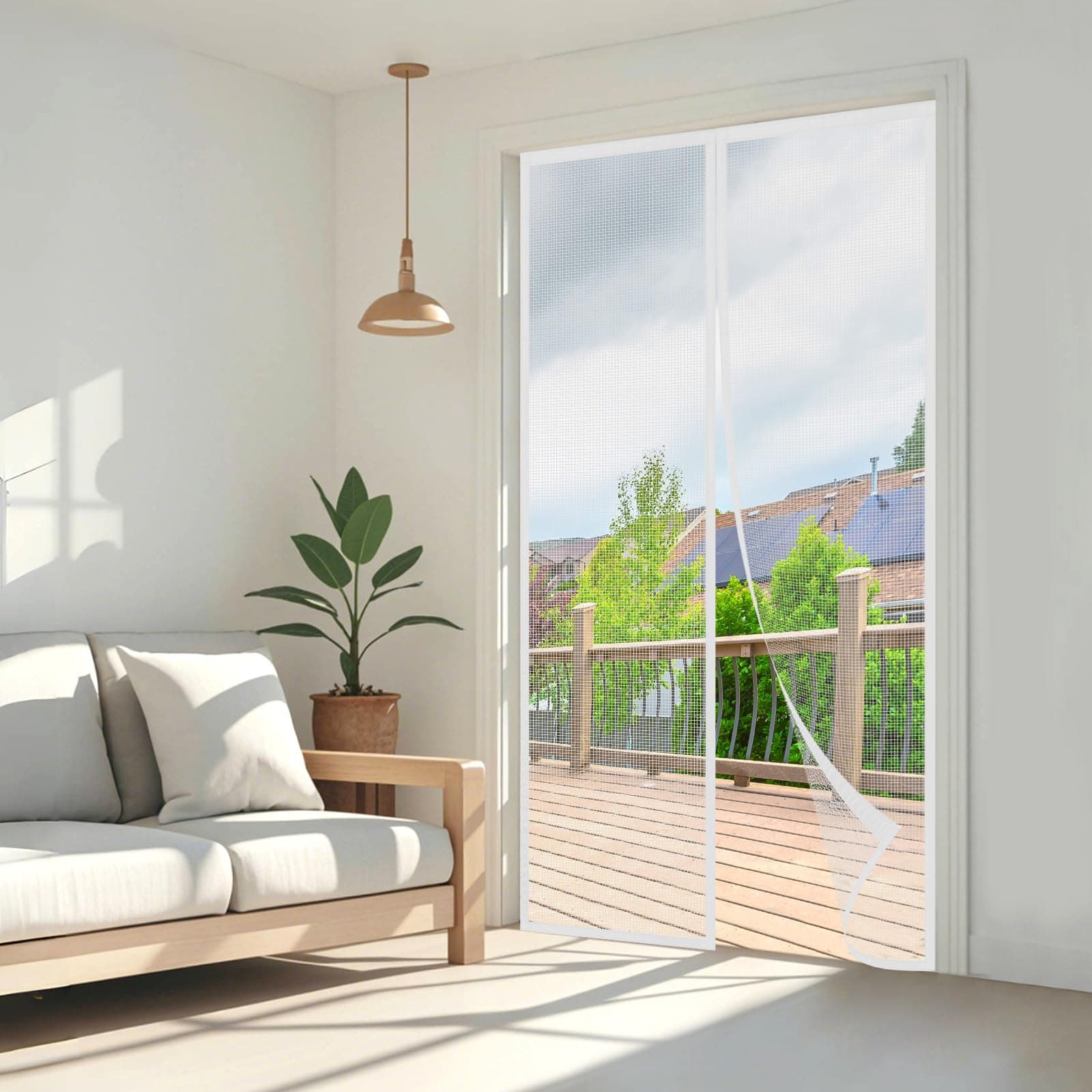 Wzlxcxxy Moustiquaire 200x175cm | Moustiquaire Porte Fenetre, Anti-Insectes, sans Perçage, Fermeture Automatique – Blanc