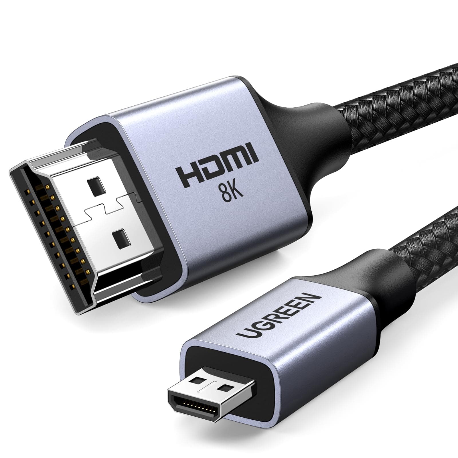 UGREEN Micro HDMI zu HDMI 2.1 Kabel 8K 4K@120/240Hz Micro HDMI Kabel eARC Dolby Atmos HDR Ultra High Speed HDCP Kompatibel mit Raspberry Pi 5/4 Hero 7 Kamera DSLR Portable Monitor Laptop PS5(2M)