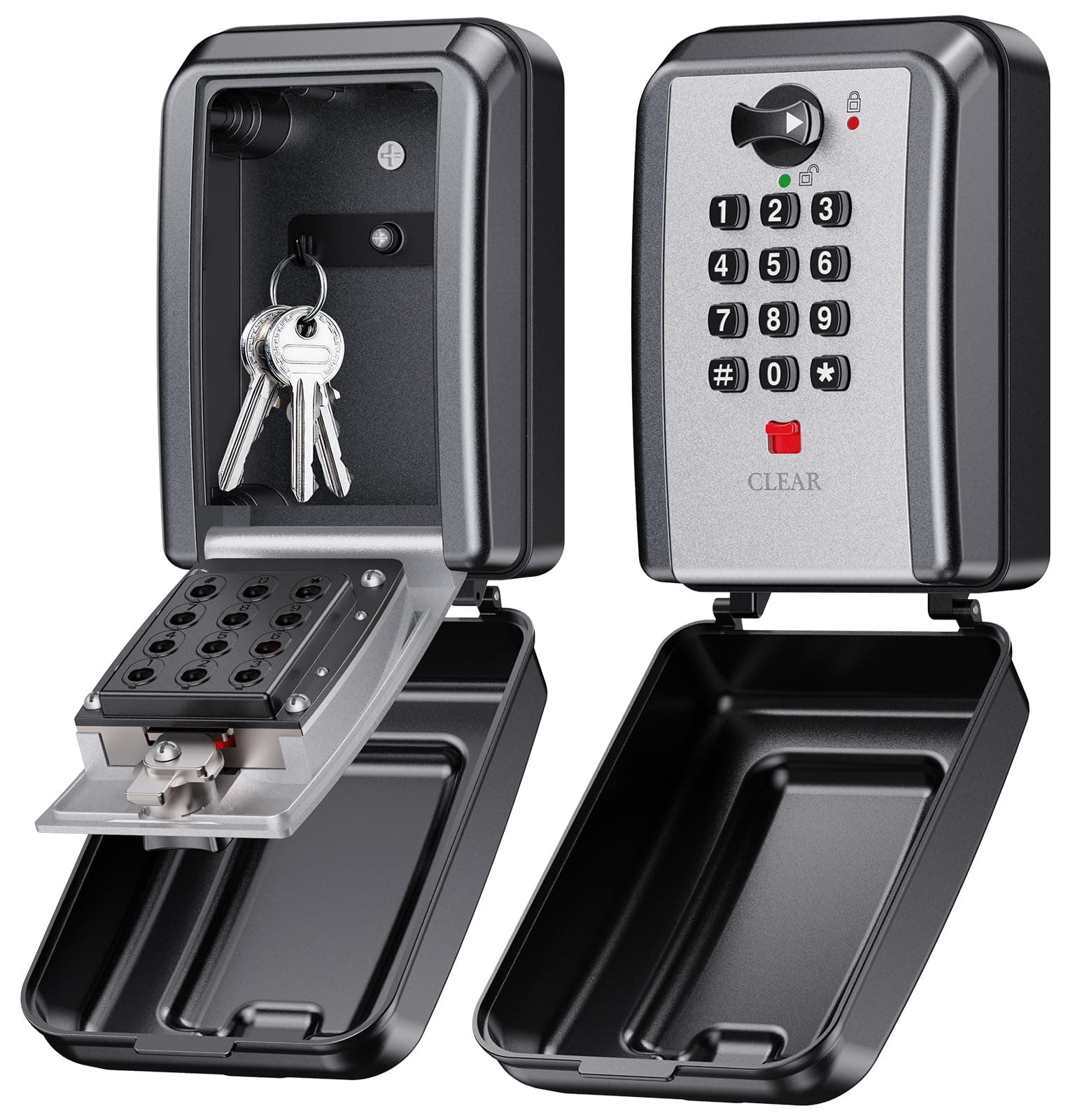 Mohard Boite a Clef Murale, Boite a Clefs Securisee Exterieur à 12 Chiffres avec Code Réinitialisable, Grande Capacité Boite à Clé Résistante aux Intempéries, Coffre Fort a Clef pour Maison Garage
