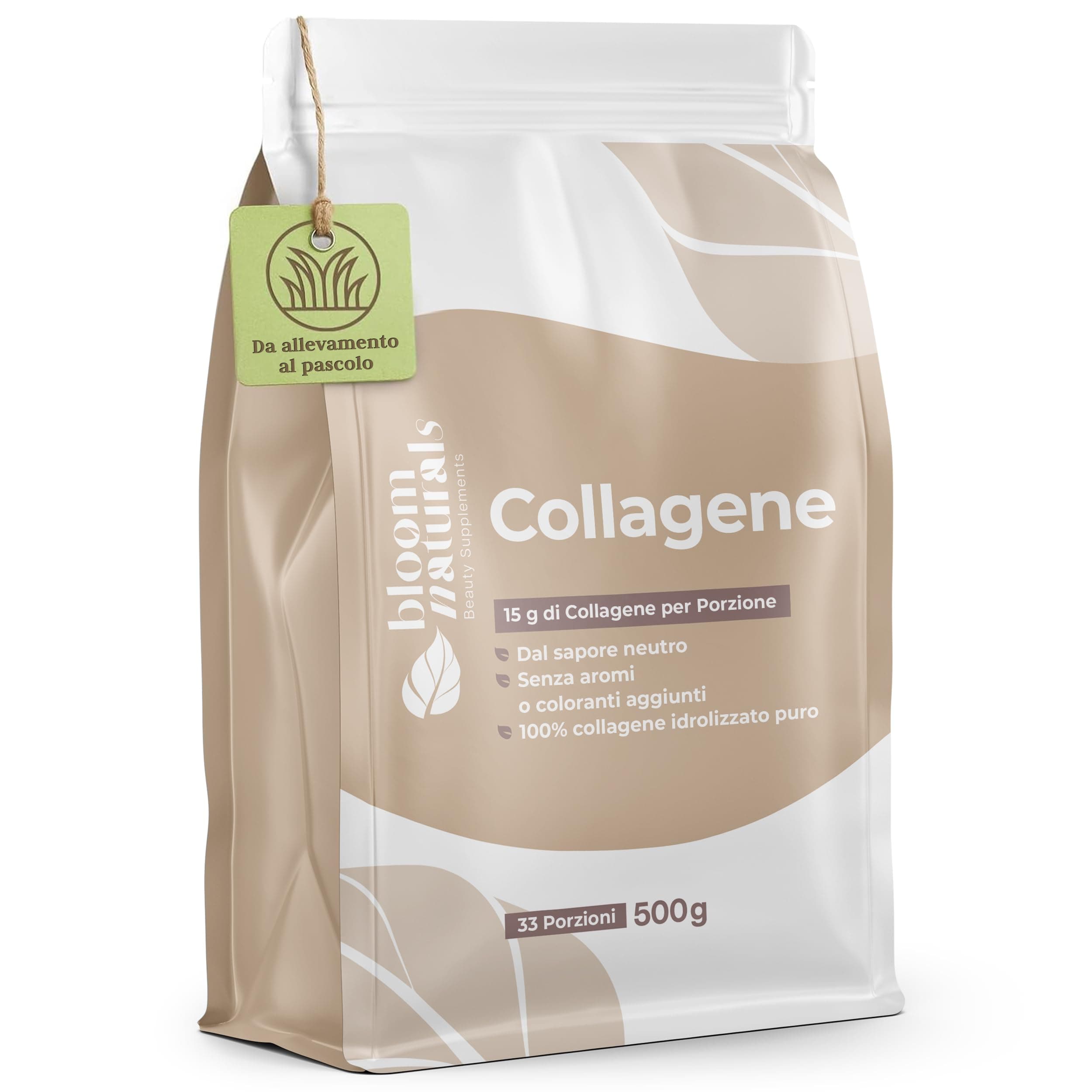 Collagene in Polvere 500g - 15g per Porzione, Collagene Idrolizzato Puro e Neutro - 33 Porzioni - Collagen Bovino, Peptidi di Collagen - Prodotto in Germania