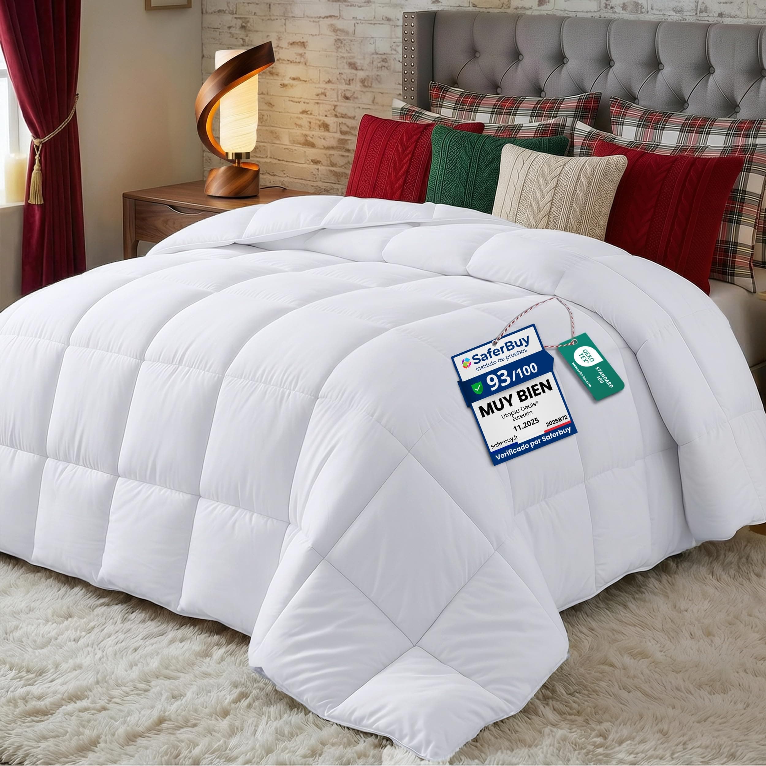 Utopia Bedding Edredón de Fibra 220x240 cm, Fibra Hueca siliconada, 370 gr/m², (Blanco, Cama 135/150-220 x 240 cm)