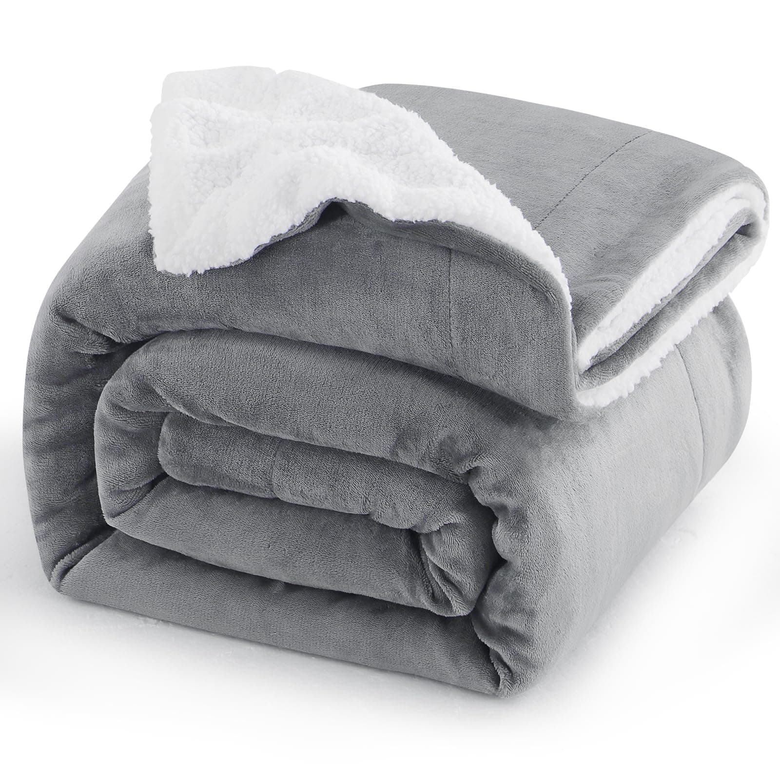 Aisbo Plaid Canape Polaire en Sherpa - Couverture 150x200 Jete de Canape Hiver, Plaid Canapé 150 x 200 Gris Mouton 2 Personnes Doux et Chaude