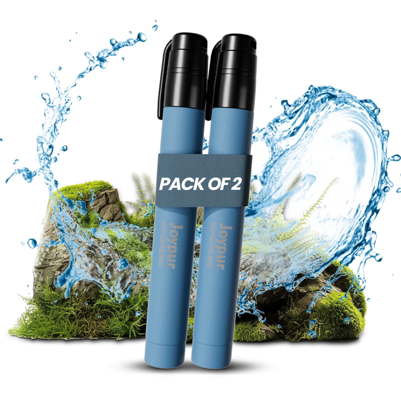Joypur Filtro de Agua Portátil Outdoor - Elimina 99,9999% Bacterias y Virus - Ligero y Compacto para Acampada, Senderismo, Survival - Filtro Alto Rendimiento para Agua Potable Limpia (bleu*2)