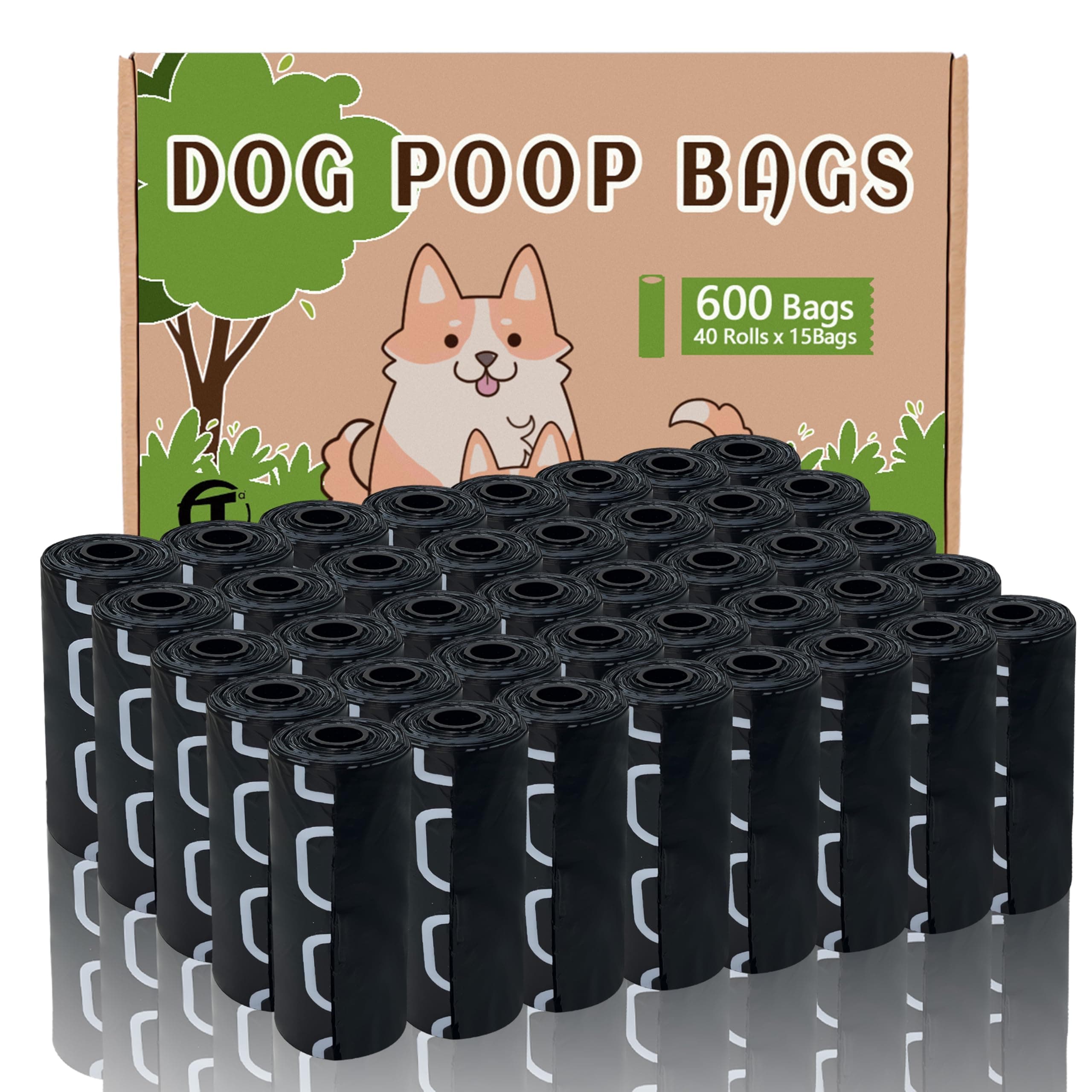 AiTodos® 600PCS Bolsas Caca Perro, Negro - Bolsas Excrementos Perros - Adecuado Salir de Casa, 31 * 22CM, Polietileno-Material, Portátil (40 Rollos, 15 por Rollo) -Poop Bags