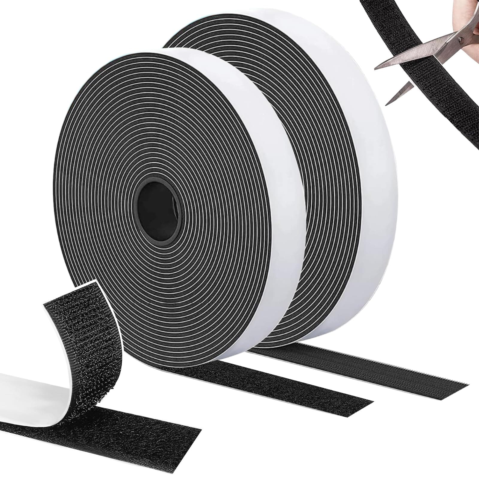 SURFOU Autocollant Scratch Double Face 10m×20mm, Extra Stark, Adhésif, Noir, Bande à Crochet et Boucle, Idéal pour Cadre, Fenêtre, Moustiquaire et Bricolage
