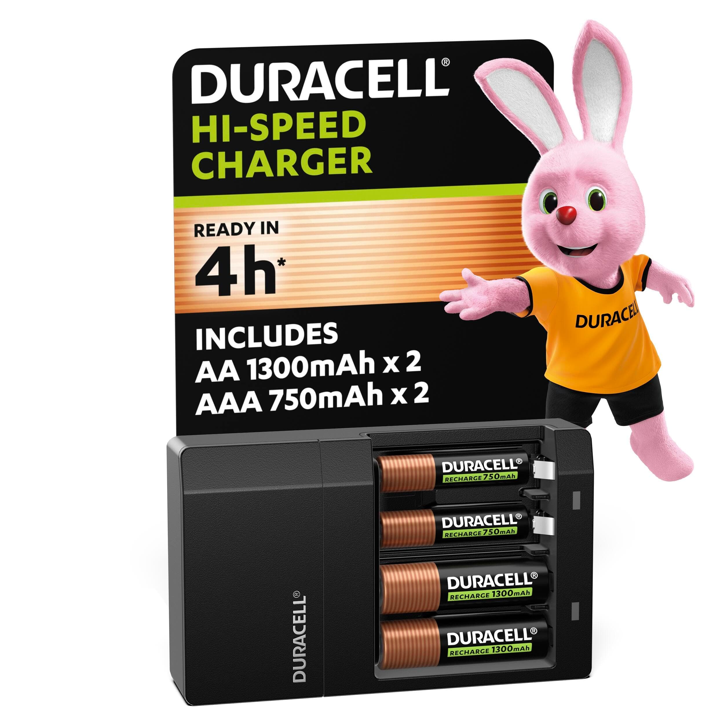 Duracell Caricabatterie Rapido 4 Ore - Confezione da 1 | Caricatore Universale per Pile AA, AAA, Ricarica Veloce e Sicura