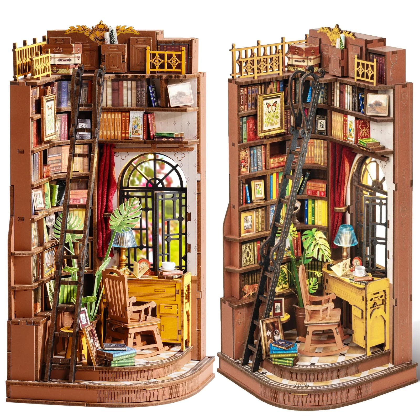 Rolife Book Nook Kit für Erwachsene DIY Miniature House mit Licht Silent Corner Study Booknook Bausatz 3D-Holzpuzzle Bücherstütze für Regal Bibliothek Bücherregal Dekoration