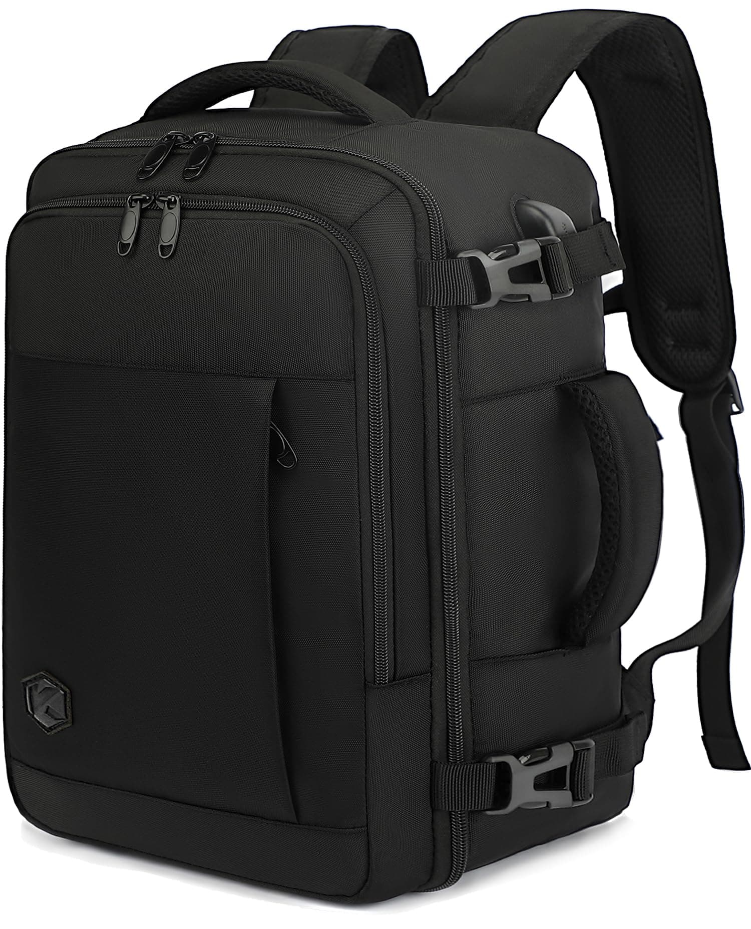 VANKEV Zaino Easyjet 45x36x20 Zaino da Viaggio Aereo Bagaglio a Mano 30L Donna Uomo per PC Portatili 15.6 Pollici per Scuola Lavoro Trekking Nero