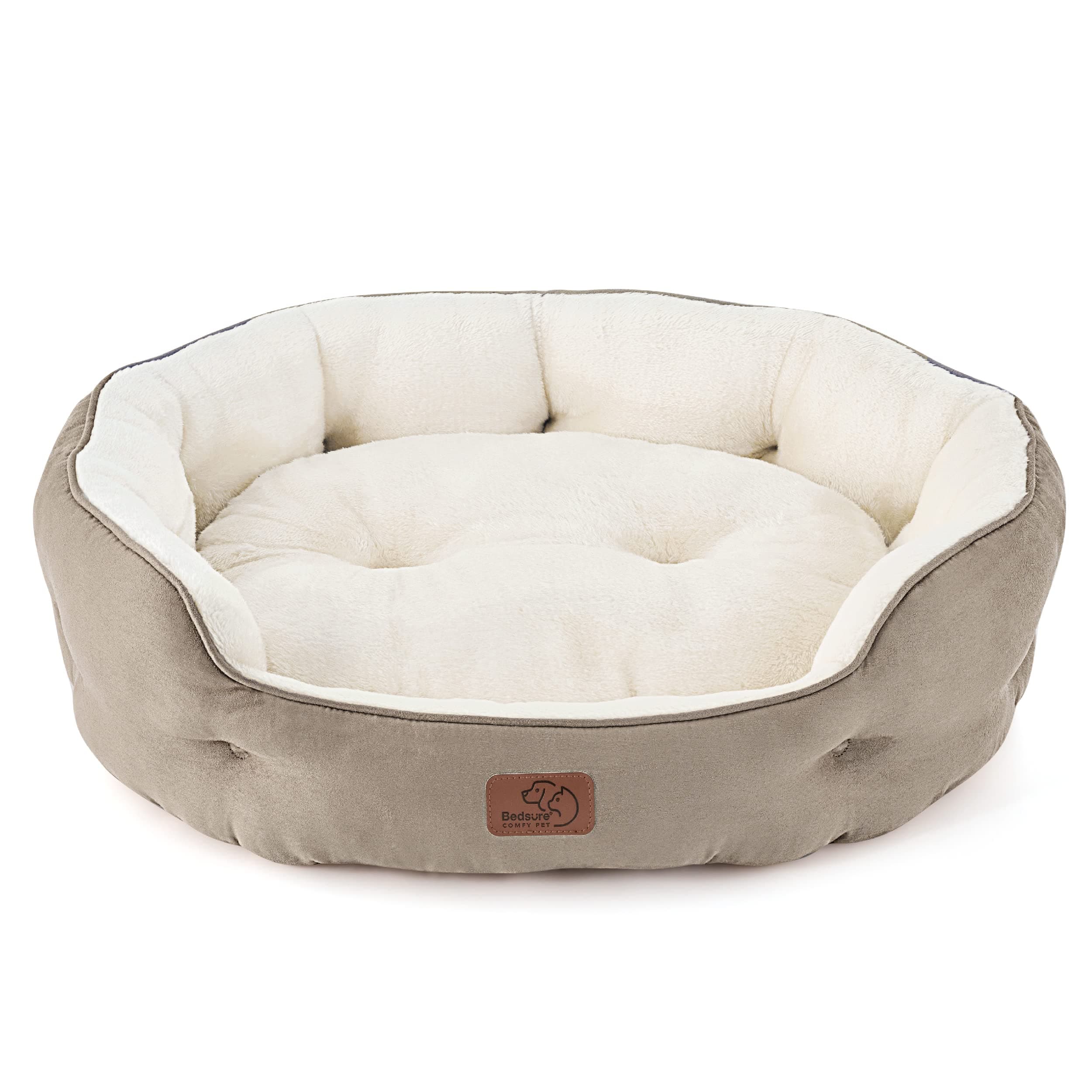 BEDSURE Katzenbett waschbar Katzen Bettchen - 63x53x20cm Katzenkorb mit Zweiseitig Innenkissen Katzenschlafplatz für Katzen oder kleine Hunde, Kamel