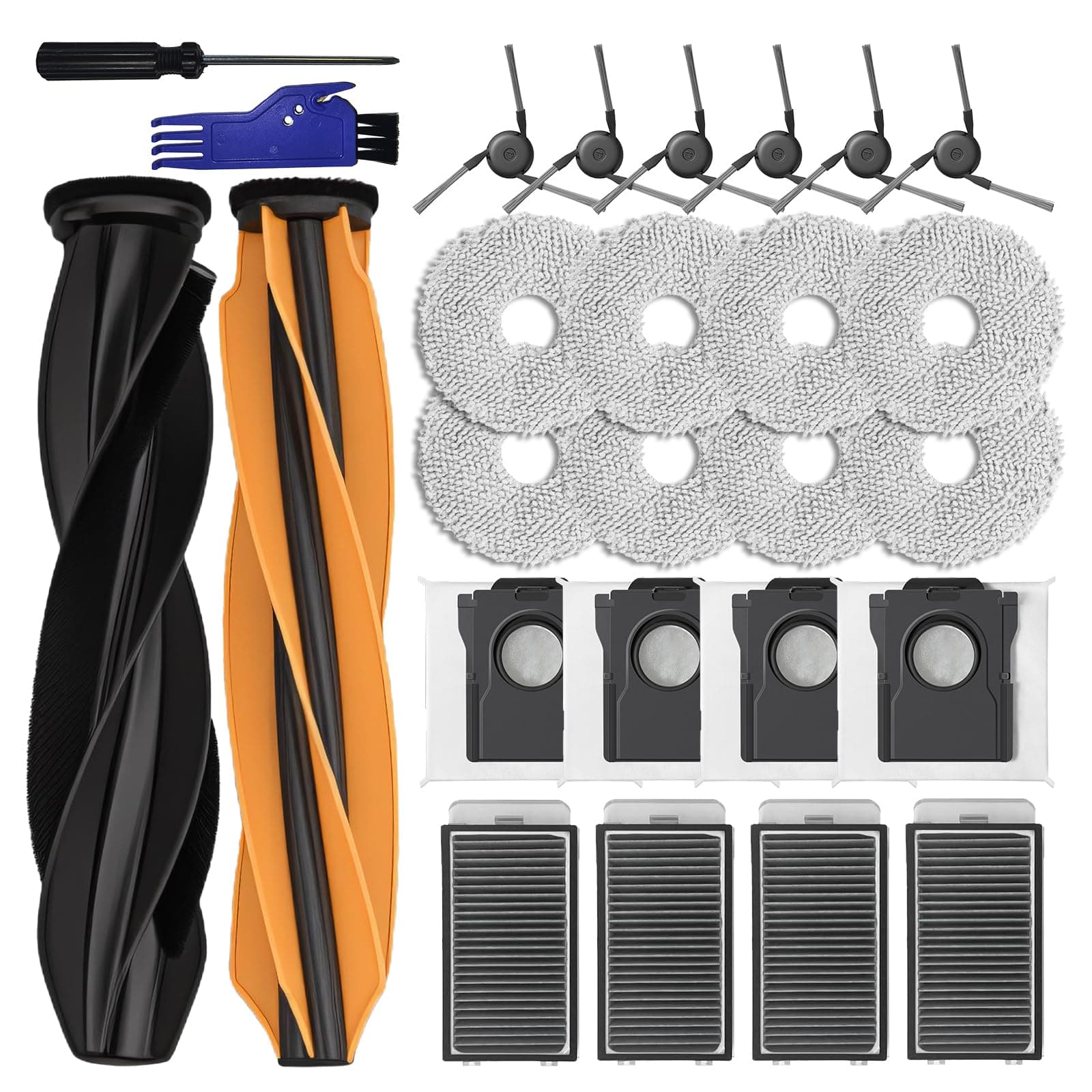 L40s Pro Ultra Accessoires pour Dreame X50 Ultra Complete/ L40s Pro Ultra / L50 Pro Ultra Pièces de Rechange X50 Brosse Principale Sacs à Poussière Chiffons Filtres Brosse Latérale (26 pièces)